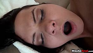 Cute amateur rides boyfriend's cock deep in her tight asshole outdoors in POV.