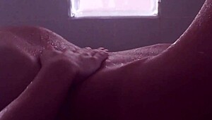 sexy nude blonde dancing in sauna at night club