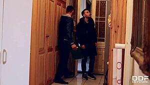 Realtor and client crush submissive teen Kristy Black in DP threesome!