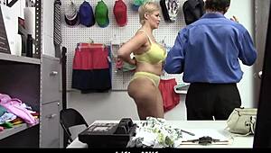shoplifting milf tries claiming innocence in garage