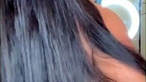 Hot latina curvy bisexual amateur with glasses reaches orgasm using favorite toys