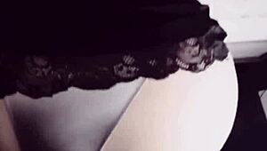 Two ebony sluts share a toy in interracial lesbian fun