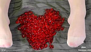 Nylon Legs Tease With Red Hearts In Valentines Foot Fetish!