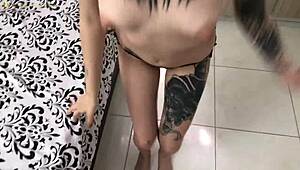 Spying On My Stepsister Changing Clothes - Latina Babe In Close-Up Flashing.