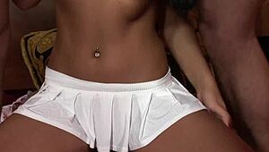 fiery brunette takes two boners in every hole