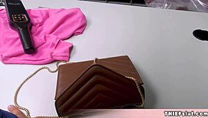 yo, this busty blonde milf got caught shoplifting, now offers her juicy pussy