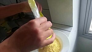 Amateur teen sucking mature cock in blowjob scene