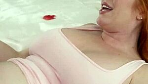 Stepmom Lauren Phillips helps Molly Little 18+ get vibrator unstuck from pussy - portrait view