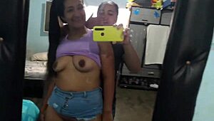 me and my best friend lick each other's shaved pussies during a massage