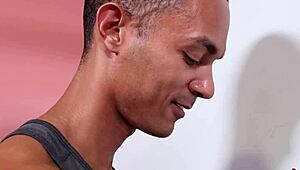 athletic aj sloan takes marco lorenzo's big black cock bareback in gloryhole