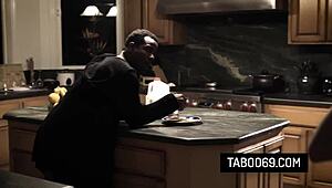 Horny black stepdad drills stepsons girlfriend Jaye Summers hard