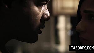 Horny black stepdad drills stepsons girlfriend Jaye Summers hard