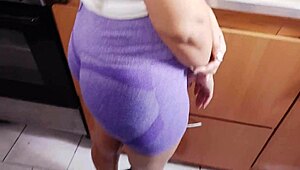 Beautiful cousin gets fucked in the kitchen