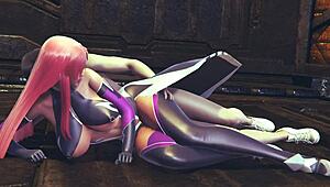 Makai kishi from taimanin asagi 3 fuck her tight little 18+ pussy in spooning pose hard to make her orgasm on a floor - 3d sfm animation