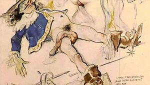 vintage erotic illustration from antique retro cartoon hentai style