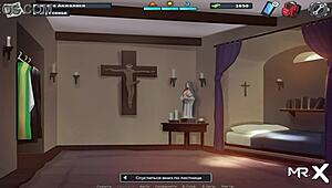 Summertime Saga Mature MILF Gives Husband Big Tits Pleasure in Hentai Scene