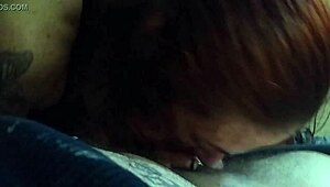 Monica the Tattooed Milf Sucks Huge Monster Cock in Homemade Amateur Blowjob!