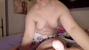 My hot chubby wife gives an intense blowjob and licks my cum