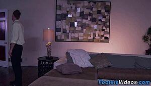 Asian Gets Feet Cumshot