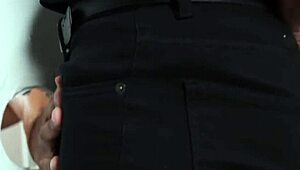 athletic aj sloan takes marco lorenzo's big black cock bareback in gloryhole