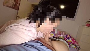 My hot chubby wife gives an intense blowjob and licks my cum