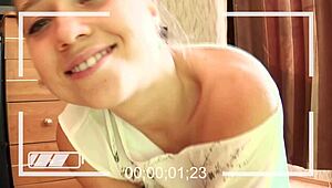 Desperate teen 18+ with pigtails fingering her narrow ass on webcam