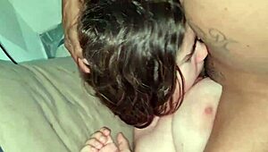 Petite wife gets dominated by big cock in homemade video