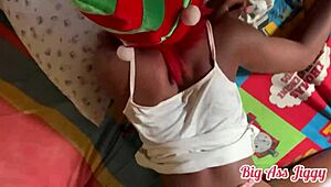 Stepbrother fucks wet pussy in doggystyle for new year