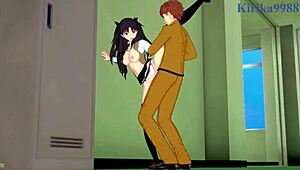 Saber and Rin Tohsaka engage in intense sex with Shirou Emiya in this Fate Stay Night hentai scene