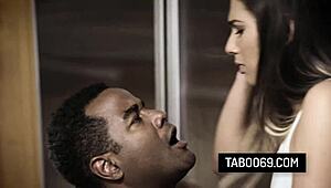 Horny black stepdad drills stepsons girlfriend Jaye Summers hard