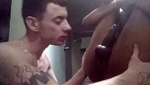 Ebony Transsexual Worships Big Black Cock in Rough Interracial Scene