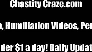 Femdom Teases With Chastity Lock