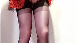 Selena's Shemale Masturbating In Corset