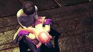 Makai kishi from taimanin asagi 3 fuck her tight little 18+ pussy in spooning pose hard to make her orgasm on a floor - 3d sfm animation