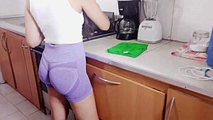 fucking with my whore cousin in the kitchen
