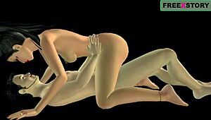 This 3D anime features an Indian teen riding a guy's dick.