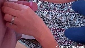 Femdom Teases With Chastity Lock