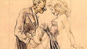 vintage erotic illustration from antique retro cartoon hentai style