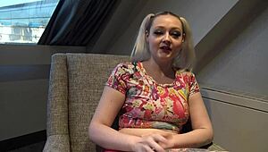 British submissive skank gets hardfucked and fed dom's jizz.