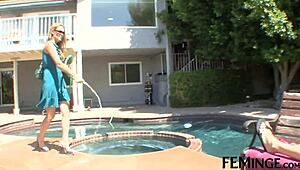 blonde step sister enjoys subtle pussy licking by step mother