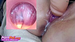 wet pussy creaming crazy with dildo on webcam