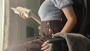 Reading my favorite book, but got so aroused touching sensitive spots, feeling incredible as a curvy Asian.