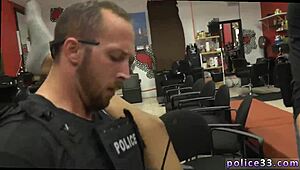 The horny gay police apprehend a robbery suspect and take his piss.