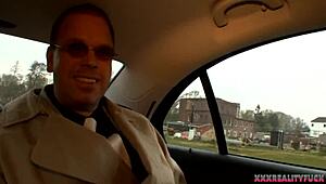 Horny Milf Taxi Driver Fucks Stranger in Car! Eats His Cum Outdoors!