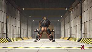 In this sci-fi 3D porn, a young blonde is cuffed in the bunker for extreme BDSM with big cocks and anal