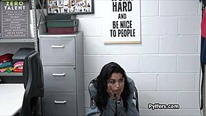 STEALING LATINA TEEN 18+ MEETS THE GUARDS COCK in office hidden cam!