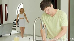 yo, check this blonde milf sucking dick in sexy high heels