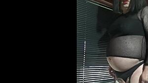 Bisexual Crossdresser Enjoys Public Outdoor Milking Session by Window