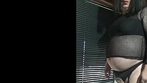 Bisexual Crossdresser Enjoys Public Outdoor Milking Session by Window