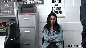 STEALING LATINA TEEN 18+ MEETS THE GUARDS COCK in office hidden cam!